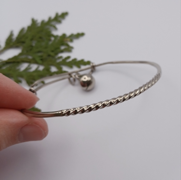 Silver Twist Bracelet with Jingle Bell - Picture 3 of 5